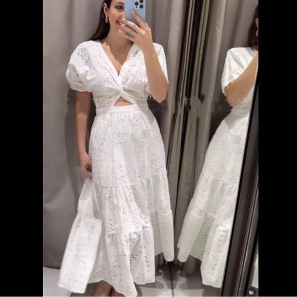 NWT ZARA Gorgeous Knotted Embroidered Dress - Picture 2 of 3